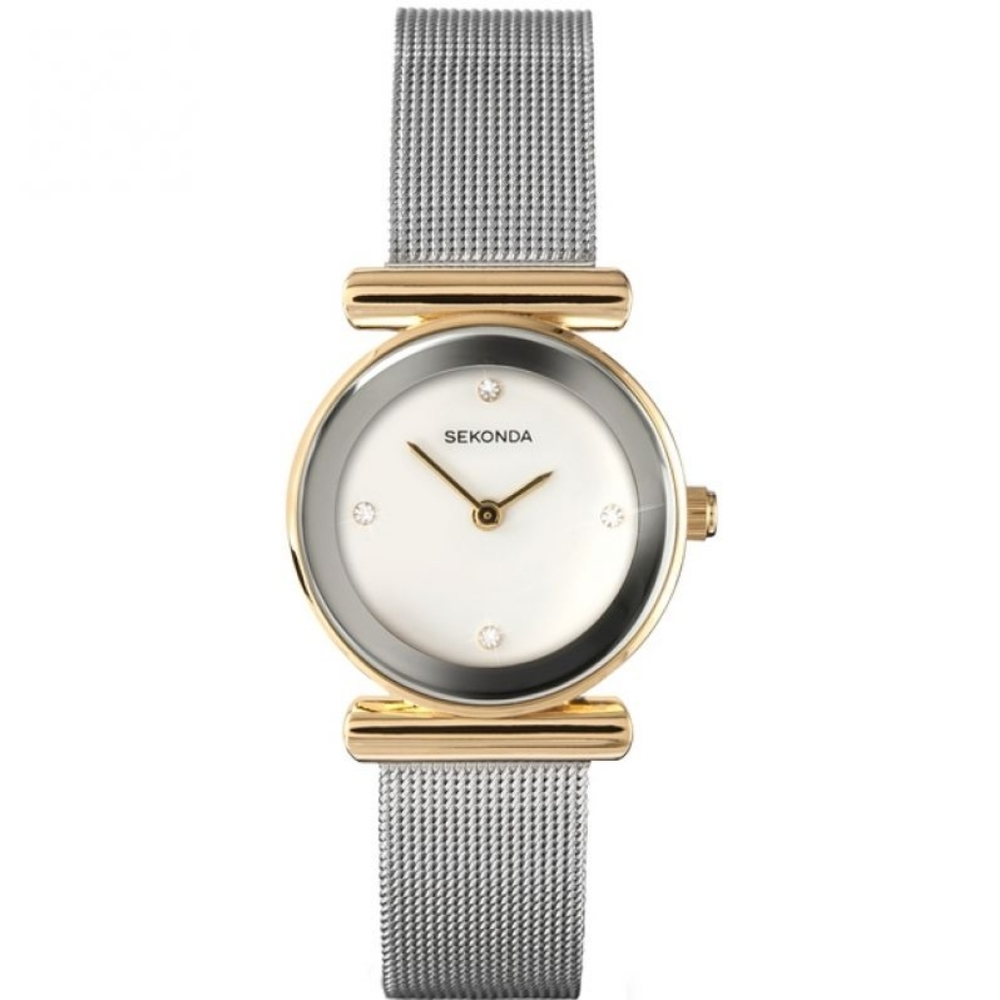 Sekonda Silver Gold Two-Tone Ladies Watch Adjustable Strap Stainless Steel